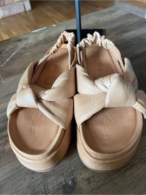 Silent D leather platform sling backs